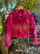 Load image into Gallery viewer, Upcycled magenta denim jacket