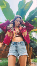 Load image into Gallery viewer, Upcycled magenta denim jacket