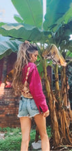 Load image into Gallery viewer, Upcycled magenta denim jacket