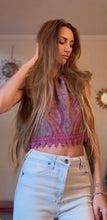 Load image into Gallery viewer, Purple fringe pashmina halter top
