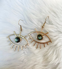 Load image into Gallery viewer, Labradorite eye earrings
