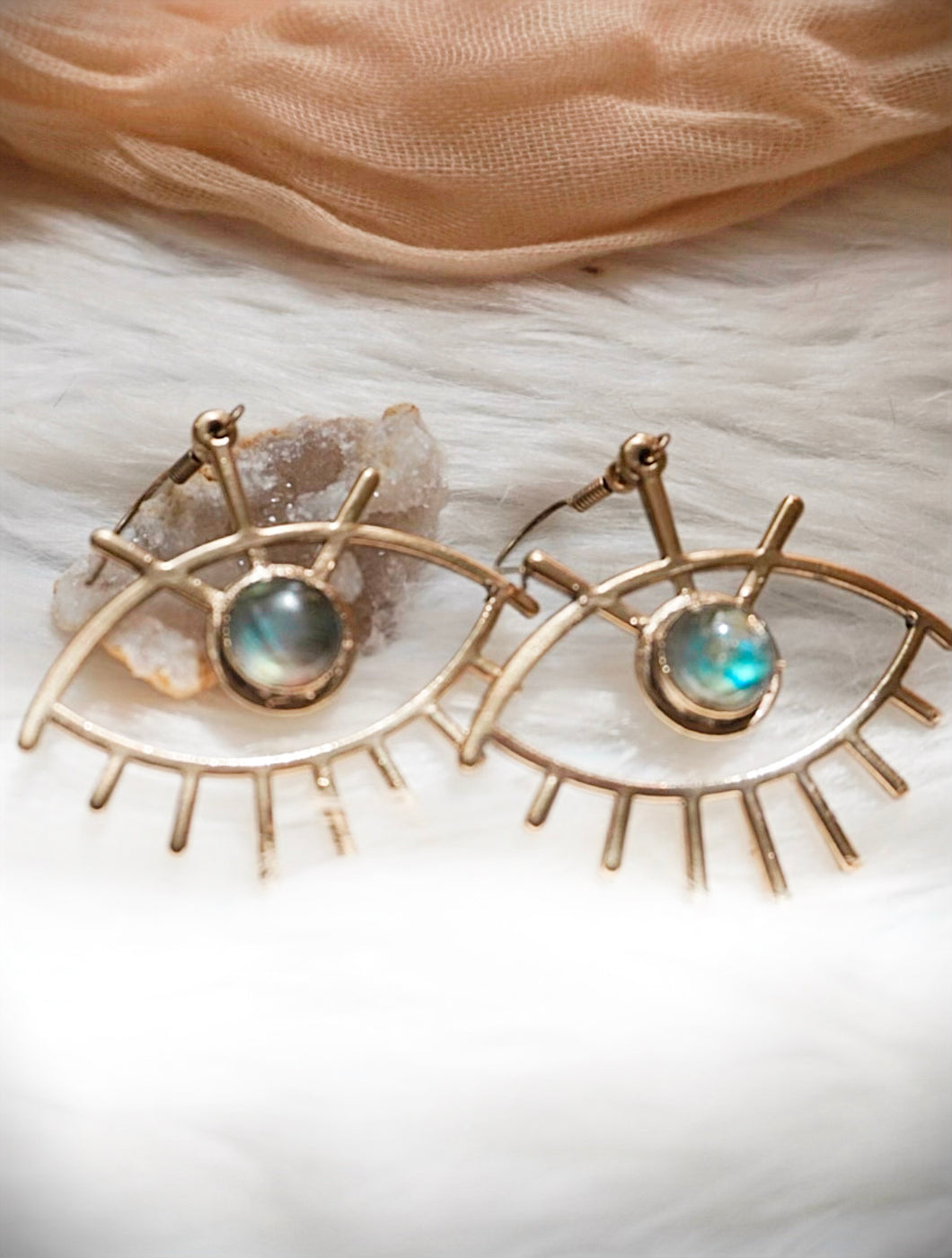 Labradorite eye earrings