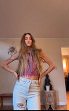 Load image into Gallery viewer, Purple fringe pashmina halter top
