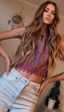Load image into Gallery viewer, Purple fringe pashmina halter top (made to order)
