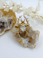 Load image into Gallery viewer, moonstone scarab beetle protection ring
