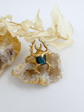 Load image into Gallery viewer, Labradorite scarab beetle protection ring
